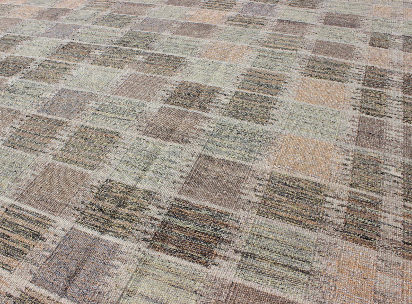 Modern Checkerboard or Patchwork Scandinavian Flat Weave Rug in Neutral Colors kwarugs Modern checkerboard or patchwork Scandinavian flat - weave rug in neutral colors. Keivan Woven Arts / rug rjk - 16217 - shb - 097 - 03, country of origin / type: Scandi... - Keivan Woven ArtsRJK - 16217 - SHB - 097 - 03 - 10860Rug