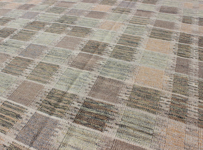 Modern Checkerboard or Patchwork Scandinavian Flat Weave Rug in Neutral Colors kwarugs Modern checkerboard or patchwork Scandinavian flat - weave rug in neutral colors. Keivan Woven Arts / rug rjk - 16217 - shb - 097 - 03, country of origin / type: Scandi... - Keivan Woven ArtsRJK - 16217 - SHB - 097 - 03 - 10860Rug