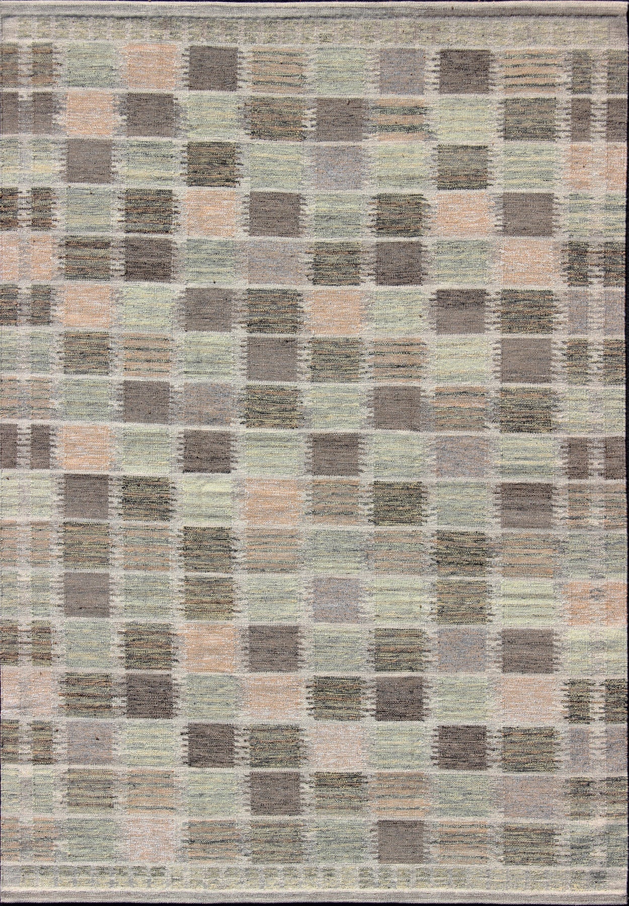 Modern Checkerboard or Patchwork Scandinavian Flat Weave Rug in Neutral Colors kwarugs Modern checkerboard or patchwork Scandinavian flat - weave rug in neutral colors. Keivan Woven Arts / rug rjk - 16217 - shb - 097 - 03, country of origin / type: Scandi... - Keivan Woven ArtsRJK - 16217 - SHB - 097 - 03 - 10860Rug