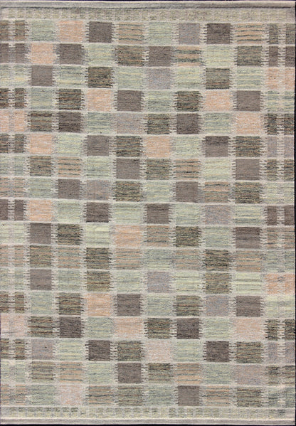 Modern Checkerboard or Patchwork Scandinavian Flat Weave Rug in Neutral Colors kwarugs Modern checkerboard or patchwork Scandinavian flat - weave rug in neutral colors. Keivan Woven Arts / rug rjk - 16217 - shb - 097 - 03, country of origin / type: Scandi... - Keivan Woven ArtsRJK - 16217 - SHB - 097 - 03 - 10860Rug