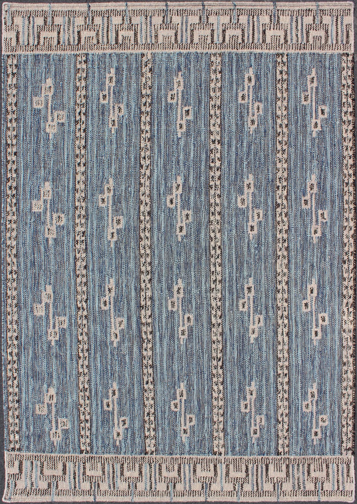 Modern Scandinavian/Swedish Geometric Design Rug kwarugs, Modern Scandinavian Rug Design, Modern Swedish Rug, Modern Kilim, modern flat weave This Scandinavian flat - weave rug is inspired by the work of Swedish textile designers of the early to m... - Keivan Woven ArtsRJK - 16221 - SHB - 012 - 03 - 10040Rug