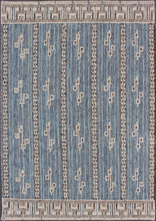 Modern Scandinavian/Swedish Geometric Design Rug kwarugs, Modern Scandinavian Rug Design, Modern Swedish Rug, Modern Kilim, modern flat weave This Scandinavian flat - weave rug is inspired by the work of Swedish textile designers of the early to m... - Keivan Woven ArtsRJK - 16221 - SHB - 012 - 03 - 10040Rug