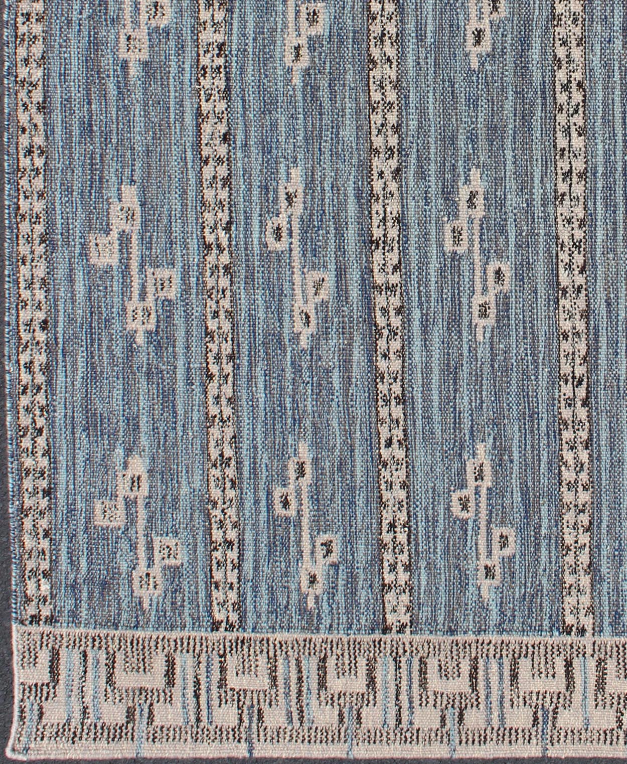 Modern Scandinavian/Swedish Geometric Design Rug kwarugs, Modern Scandinavian Rug Design, Modern Swedish Rug, Modern Kilim, modern flat weave This Scandinavian flat - weave rug is inspired by the work of Swedish textile designers of the early to m... - Keivan Woven ArtsRJK - 16221 - SHB - 012 - 03 - 10040Rug