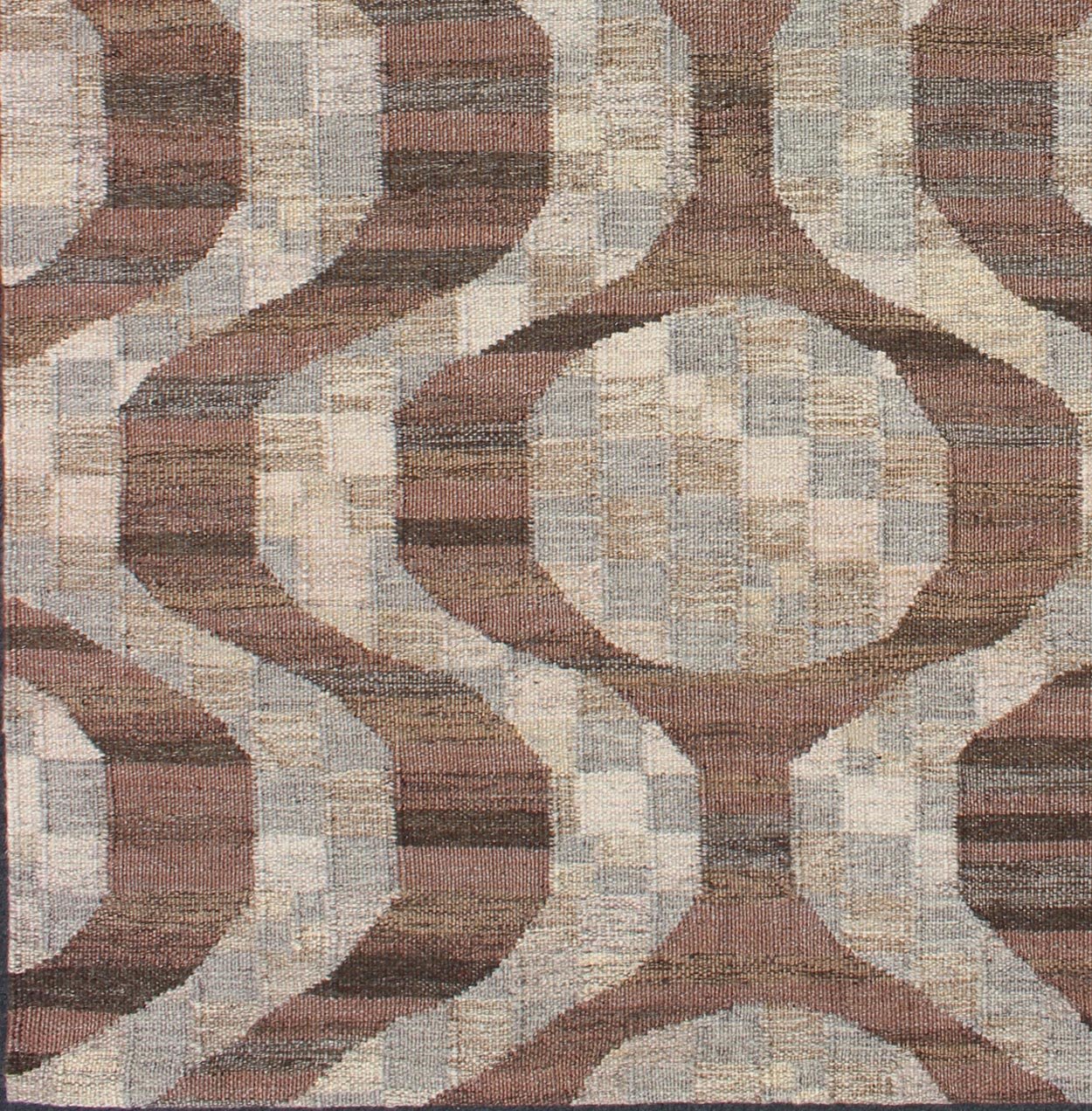 Modern Scandinavian Flat - Weave Rug, Modern Scandinavian Flat - Weave Rug with Modern design in Brown, Coffee, Gray, Cream, Modern rug, modern flat weave kwarugs This Scandinavian flat - weave rug is inspired by the work of Swedish textile design... - Keivan Woven ArtsRJK - 16222 - SHB - 044 - 03 - 10044Rug