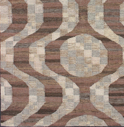 Modern Scandinavian Flat - Weave Rug, Modern Scandinavian Flat - Weave Rug with Modern design in Brown, Coffee, Gray, Cream, Modern rug, modern flat weave kwarugs This Scandinavian flat - weave rug is inspired by the work of Swedish textile design... - Keivan Woven ArtsRJK - 16222 - SHB - 044 - 03 - 10044Rug