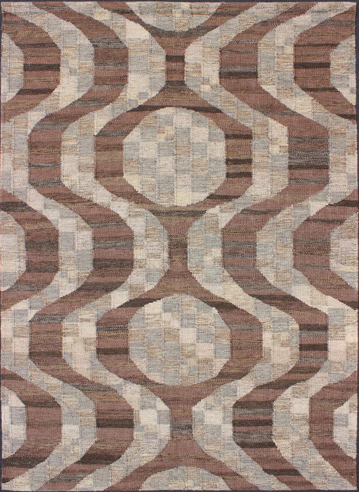 Modern Scandinavian Flat - Weave Rug, Modern Scandinavian Flat - Weave Rug with Modern design in Brown, Coffee, Gray, Cream, Modern rug, modern flat weave kwarugs This Scandinavian flat - weave rug is inspired by the work of Swedish textile design... - Keivan Woven ArtsRJK - 16222 - SHB - 044 - 03 - 10044