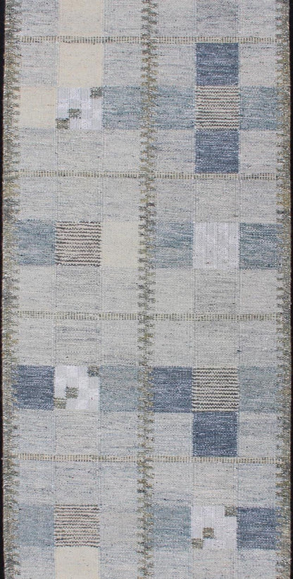Scandinavian Style Flat - Weave Design Rug with Checkerboard Design in Gray, Blue kwarugs Gray and blue Scandinavian flat - weave design rug with geometric design, rug rjk - 18838 - shb - 137 - 01, country of origin / type: India / Scandinavian flat - weave. ... - Keivan Woven ArtsRJK - 18838 - SHB - 137 - 01 - 11493Rug