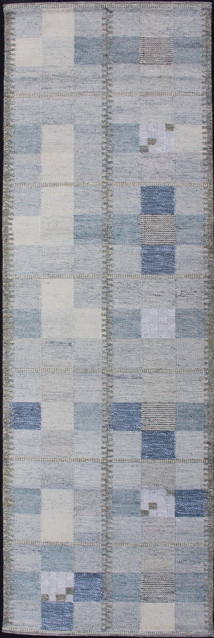 Scandinavian Style Flat - Weave Design Rug with Checkerboard Design in Gray, Blue kwarugs Gray and blue Scandinavian flat - weave design rug with geometric design, rug rjk - 18839 - shb - 137 - 01, country of origin / type: India / Scandinavian flat - weave. ... - Keivan Woven ArtsRJK - 18839 - SHB - 137 - 01 - 11489