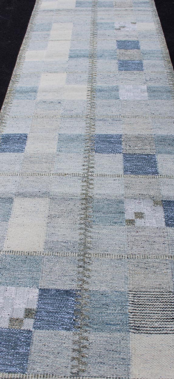 Scandinavian Style Flat - Weave Design Rug with Checkerboard Design in Gray, Blue kwarugs Gray and blue Scandinavian flat - weave design rug with geometric design, rug rjk - 18839 - shb - 137 - 01, country of origin / type: India / Scandinavian flat - weave. ... - Keivan Woven ArtsRJK - 18839 - SHB - 137 - 01 - 11489Rug