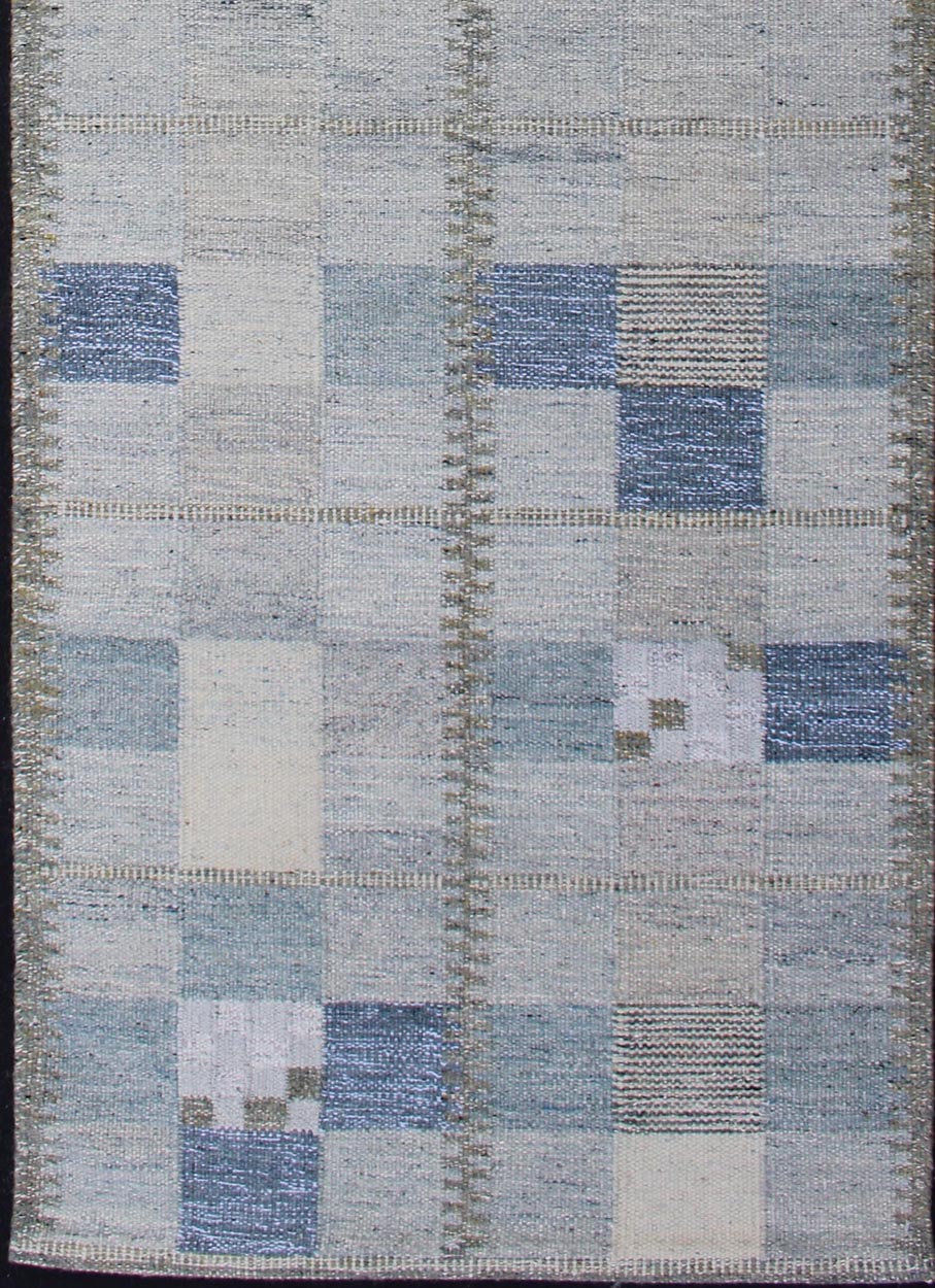 Scandinavian Style Flat - Weave Design Rug with Checkerboard Design in Gray, Blue kwarugs Gray and blue Scandinavian flat - weave design rug with geometric design, rug rjk - 18839 - shb - 137 - 01, country of origin / type: India / Scandinavian flat - weave. ... - Keivan Woven ArtsRJK - 18839 - SHB - 137 - 01 - 11489Rug