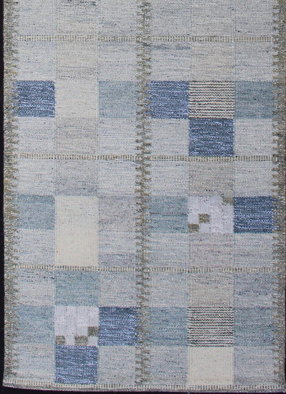 Scandinavian Style Flat - Weave Design Rug with Checkerboard Design in Gray, Blue kwarugs Gray and blue Scandinavian flat - weave design rug with geometric design, rug rjk - 18839 - shb - 137 - 01, country of origin / type: India / Scandinavian flat - weave. ... - Keivan Woven ArtsRJK - 18839 - SHB - 137 - 01 - 11489Rug