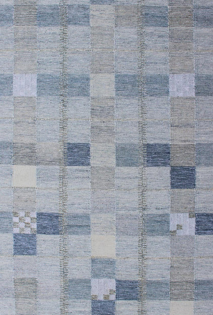 Scandinavian Style Flat - Weave Design Rug with Checkerboard Design in Gray, Blue kwarugs Gray and blue Scandinavian flat - weave design rug with geometric design, Keivan Woven Arts / rug rjk - 18843 - shb - 137 - 01, country of origin / type: India / Scand... - Keivan Woven ArtsRJK - 18843 - SHB - 137 - 01 - 11501Rug