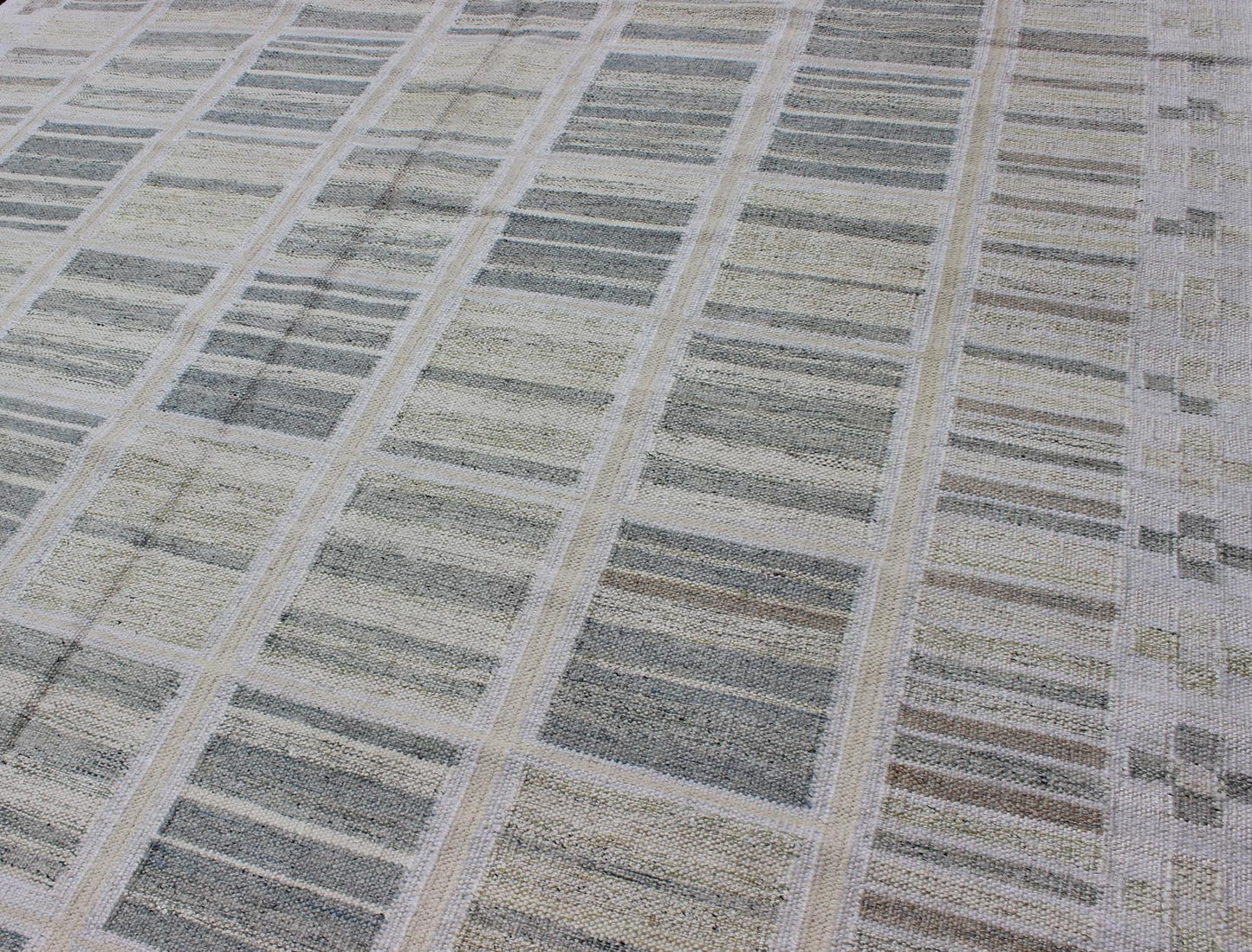 Neutral Stripe Pattern Modern Scandinavian Flat - Weave Rug by Keivan Woven Arts. rug rjk - 20011 - shb - 004 - 02, country of origin / type: India / Scandinavian flat - weave. This Scandinavian flat - weave is inspired by the work of Swedish textile designer... - Keivan Woven ArtsRJK - 20011 - SHB - 004 - 02 - 10486