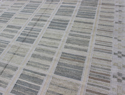Neutral Stripe Pattern Modern Scandinavian Flat - Weave Rug by Keivan Woven Arts. rug rjk - 20011 - shb - 004 - 02, country of origin / type: India / Scandinavian flat - weave. This Scandinavian flat - weave is inspired by the work of Swedish textile designer... - Keivan Woven ArtsRJK - 20011 - SHB - 004 - 02 - 10486