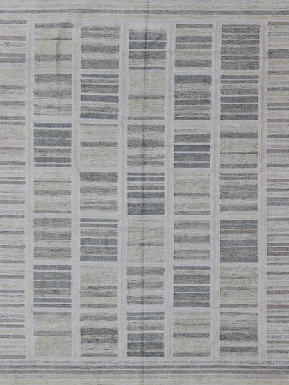 Neutral Stripe Pattern Modern Scandinavian Flat - Weave Rug by Keivan Woven Arts. rug rjk - 20011 - shb - 004 - 02, country of origin / type: India / Scandinavian flat - weave. This Scandinavian flat - weave is inspired by the work of Swedish textile designer... - Keivan Woven ArtsRJK - 20011 - SHB - 004 - 02 - 10486