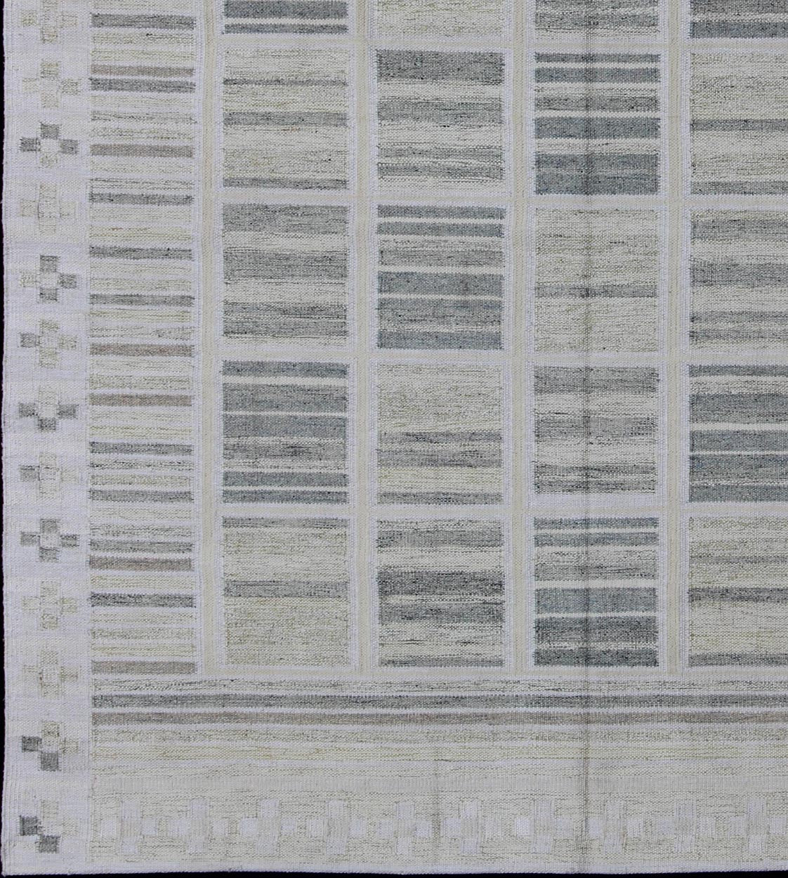 Neutral Stripe Pattern Modern Scandinavian Flat - Weave Rug by Keivan Woven Arts. rug rjk - 20011 - shb - 004 - 02, country of origin / type: India / Scandinavian flat - weave. This Scandinavian flat - weave is inspired by the work of Swedish textile designer... - Keivan Woven ArtsRJK - 20011 - SHB - 004 - 02 - 10486