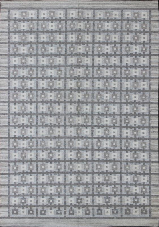 Large Modern Scandinavian/Swedish Design Rug - This Scandinavian flat - weave patterned rug is inspired by the work of Swedish textile designers of the early to mid - 20th Century. With a unique blend of historical and modern design, this dynamic and excitin... - Keivan Woven ArtsRJK - 20093 - SHB - 009 - 07 - 7935