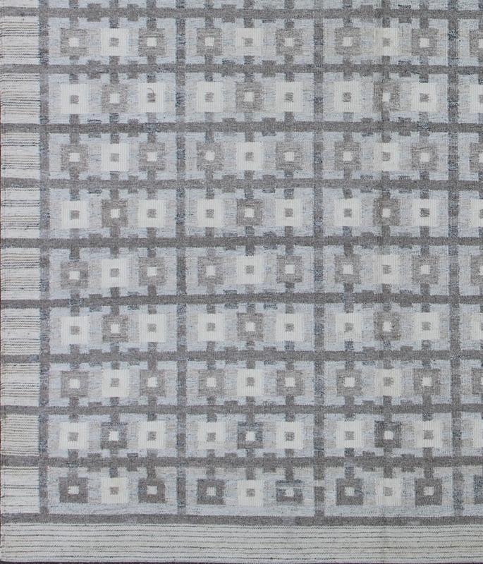 Large Modern Scandinavian/Swedish Design Rug - This Scandinavian flat - weave patterned rug is inspired by the work of Swedish textile designers of the early to mid - 20th Century. With a unique blend of historical and modern design, this dynamic and excitin... - Keivan Woven ArtsRJK - 20093 - SHB - 009 - 07 - 7935Rug