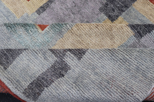 Hand - Knotted Oversized Piled Scandinavian Wool Rug in Gray, Red, and Pastels Measures 10'2 x 13'11 Country of Origin: India; Type: Piled Scandinavian; Design: Abstract Geometric, All - Over, Modern Contemporary; Keivan Woven Arts; rug... - Keivan Woven ArtsRJK - 2035 - A1778K - 17124Rug