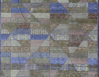 Large Piled Scandinavian Sub - Geometric Modern Rug by Keivan Woven Arts. Measures 10'1 x 14'0 Country of Origin: India; Type: Piled Scandinavian; Design: Sub - Geometric, All - Over, Modern Casual; Keivan Woven Arts: rug RJK - 2056 - A2658G; Large Pi... - Keivan Woven ArtsRJK - 2056 - A2658G - 17130