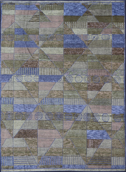 Large Piled Scandinavian Sub - Geometric Modern Rug by Keivan Woven Arts. Measures 10'1 x 14'0 Country of Origin: India; Type: Piled Scandinavian; Design: Sub - Geometric, All - Over, Modern Casual; Keivan Woven Arts: rug RJK - 2056 - A2658G; Large Pi... - Keivan Woven ArtsRJK - 2056 - A2658G - 17130