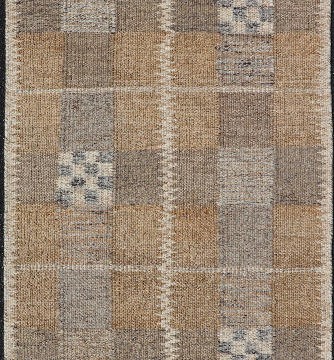 Modern Scandinavian/Swedish Box Design Rug with Earthy Color Tone's With Gray. rug RJK - 20790 - SHB - 137 - ALOE, country of origin / type: India / Scandinavian Flat Weave, circa 21th Century. Measures: 2'11 x 4'9 This Scandinavian flat - weave patterned... - Keivan Woven ArtsRJK - 20790 - SHB - 137 - ALOE - 24649Rug