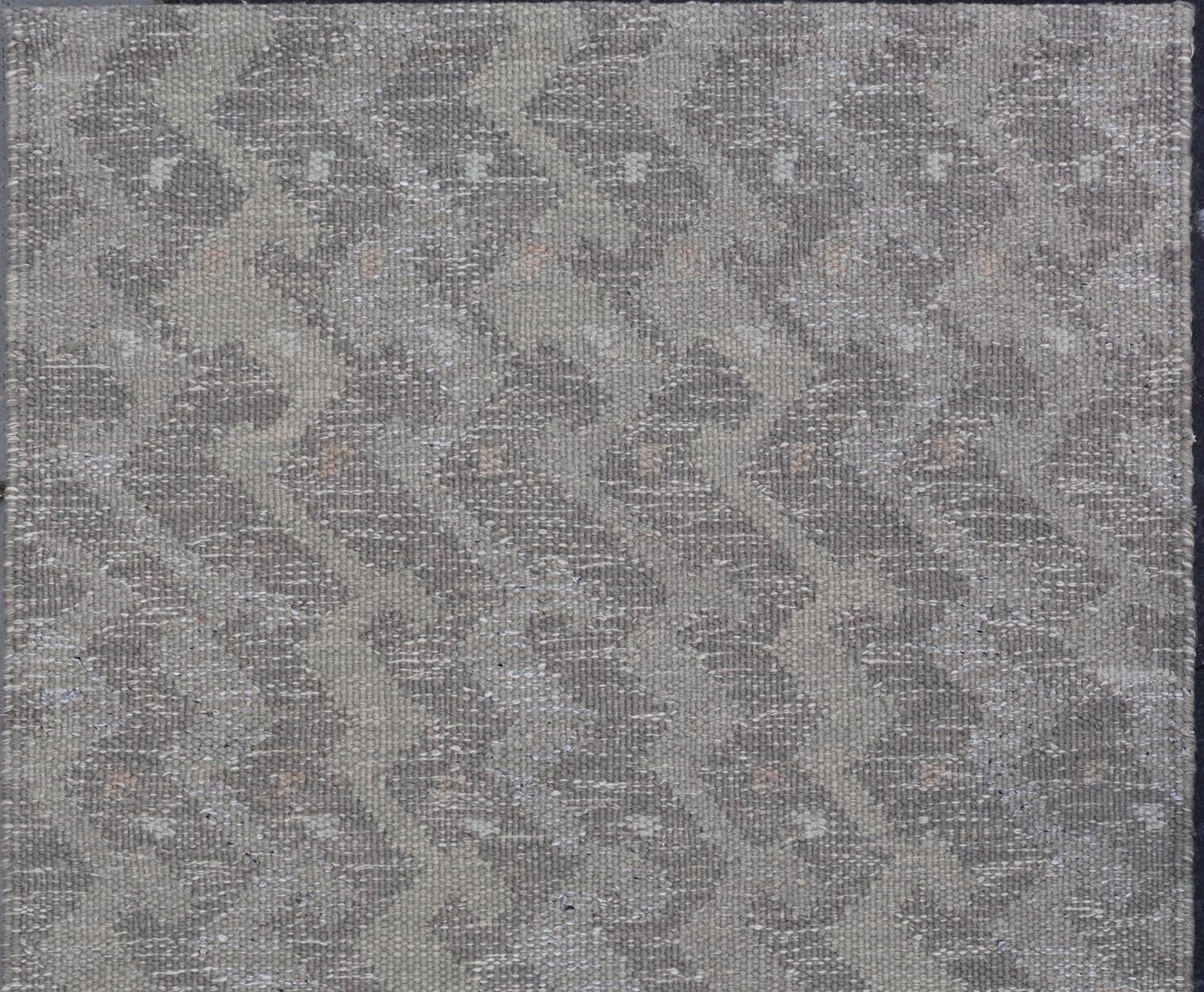 Geometric Modern Scandinavian Flat - Weave Design Rug in Gray And Light Gray Tones. Keivan Woven Arts / rug RJK - 20951 - STK - 001 - 01, country of origin / type: India / Scandinavian flat - weave. Measures: 3'2 x 4'10 This Scandinavian flat - weave is inspi... - Keivan Woven ArtsRJK - 20951 - STK - 001 - 01 - 24655Rug
