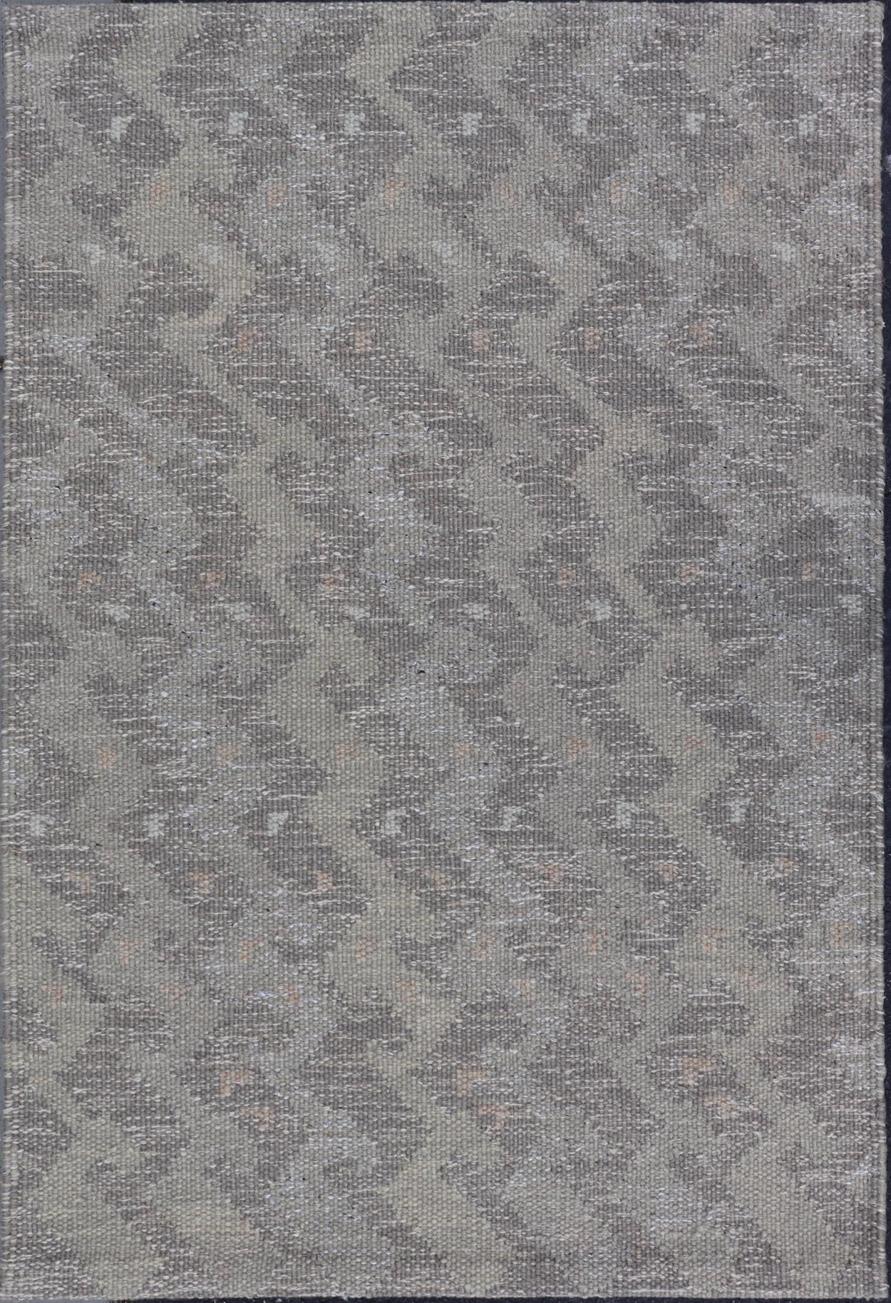 Geometric Modern Scandinavian Flat - Weave Design Rug in Gray And Light Gray Tones. Keivan Woven Arts / rug RJK - 20951 - STK - 001 - 01, country of origin / type: India / Scandinavian flat - weave. Measures: 3'2 x 4'10 This Scandinavian flat - weave is inspi... - Keivan Woven ArtsRJK - 20951 - STK - 001 - 01 - 24655Rugs