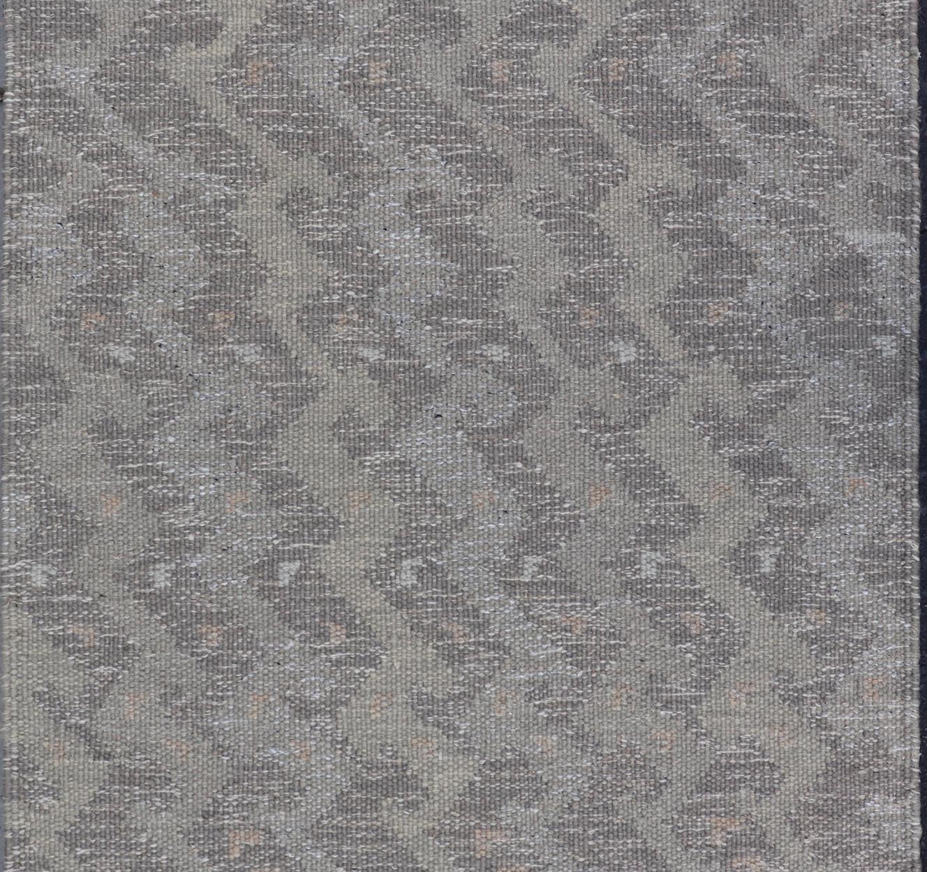 Geometric Modern Scandinavian Flat - Weave Design Rug in Gray And Light Gray Tones. Keivan Woven Arts / rug RJK - 20951 - STK - 001 - 01, country of origin / type: India / Scandinavian flat - weave. Measures: 3'2 x 4'10 This Scandinavian flat - weave is inspi... - Keivan Woven ArtsRJK - 20951 - STK - 001 - 01 - 24655Rug