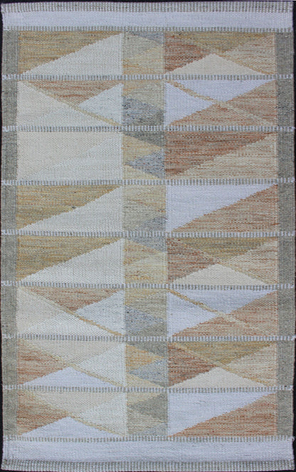 Keivan Woven Arts Scandinavian Flat - Weave Design Rug in Earthy Tones. Keivan Woven Arts / rug RJK - 23496 - SHB - 050 - 02, country of origin / type: India / Scandinavian flat - weave. Measures: 3'1 x 5'3 This Scandinavian flat - weave is inspired by the wo... - Keivan Woven ArtsRJK - 23496 - SHB - 050 - 02 - 13150