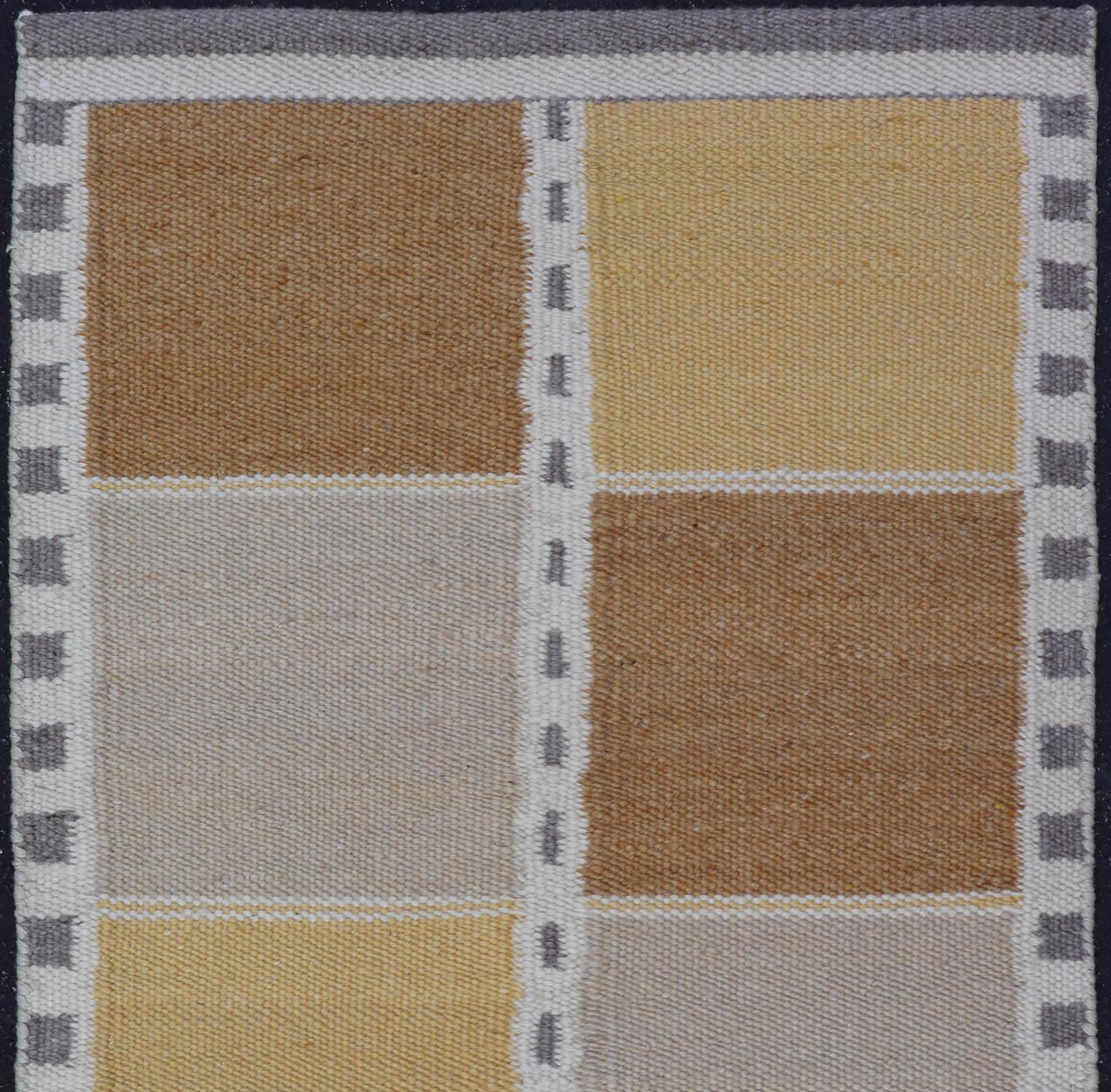 Contemporary Scandinavian Flat Weave Rug in Modern Swedish Design Yellow. Keivan Woven Arts rug # RJK - 24157 - SHB - 020 - NU, Scandinavian flat weave. 21st Century Modern Kilim. Measures: 2'11 x 5'1 This Scandinavian/Swedish flat - weave is inspired by... - Keivan Woven ArtsRJK - 24157 - SHB - 020 - NU - 24661Rug
