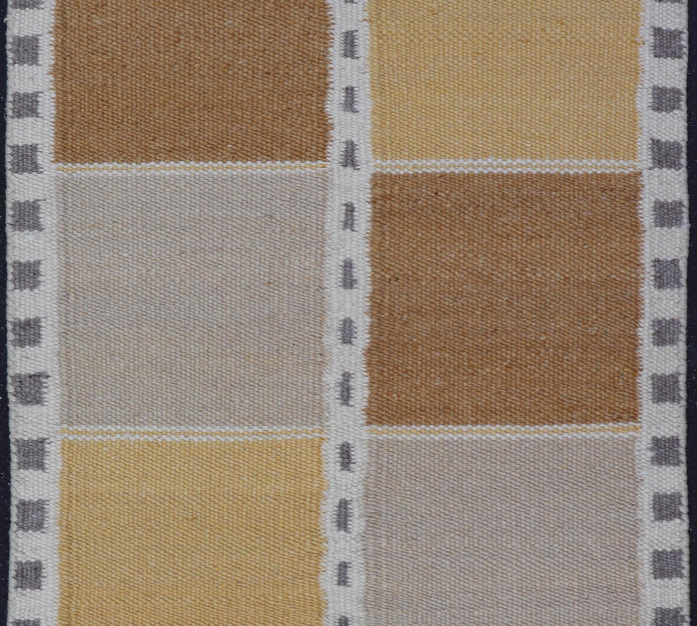 Contemporary Scandinavian Flat Weave Rug in Modern Swedish Design Yellow. Keivan Woven Arts rug # RJK - 24157 - SHB - 020 - NU, Scandinavian flat weave. 21st Century Modern Kilim. Measures: 2'11 x 5'1 This Scandinavian/Swedish flat - weave is inspired by... - Keivan Woven ArtsRJK - 24157 - SHB - 020 - NU - 24661Rug