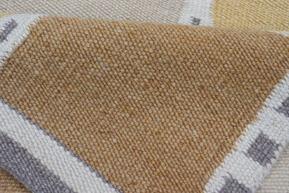 Contemporary Scandinavian Flat Weave Rug in Modern Swedish Design Yellow. Keivan Woven Arts rug # RJK - 24157 - SHB - 020 - NU, Scandinavian flat weave. 21st Century Modern Kilim. Measures: 2'11 x 5'1 This Scandinavian/Swedish flat - weave is inspired by... - Keivan Woven ArtsRJK - 24157 - SHB - 020 - NU - 24661