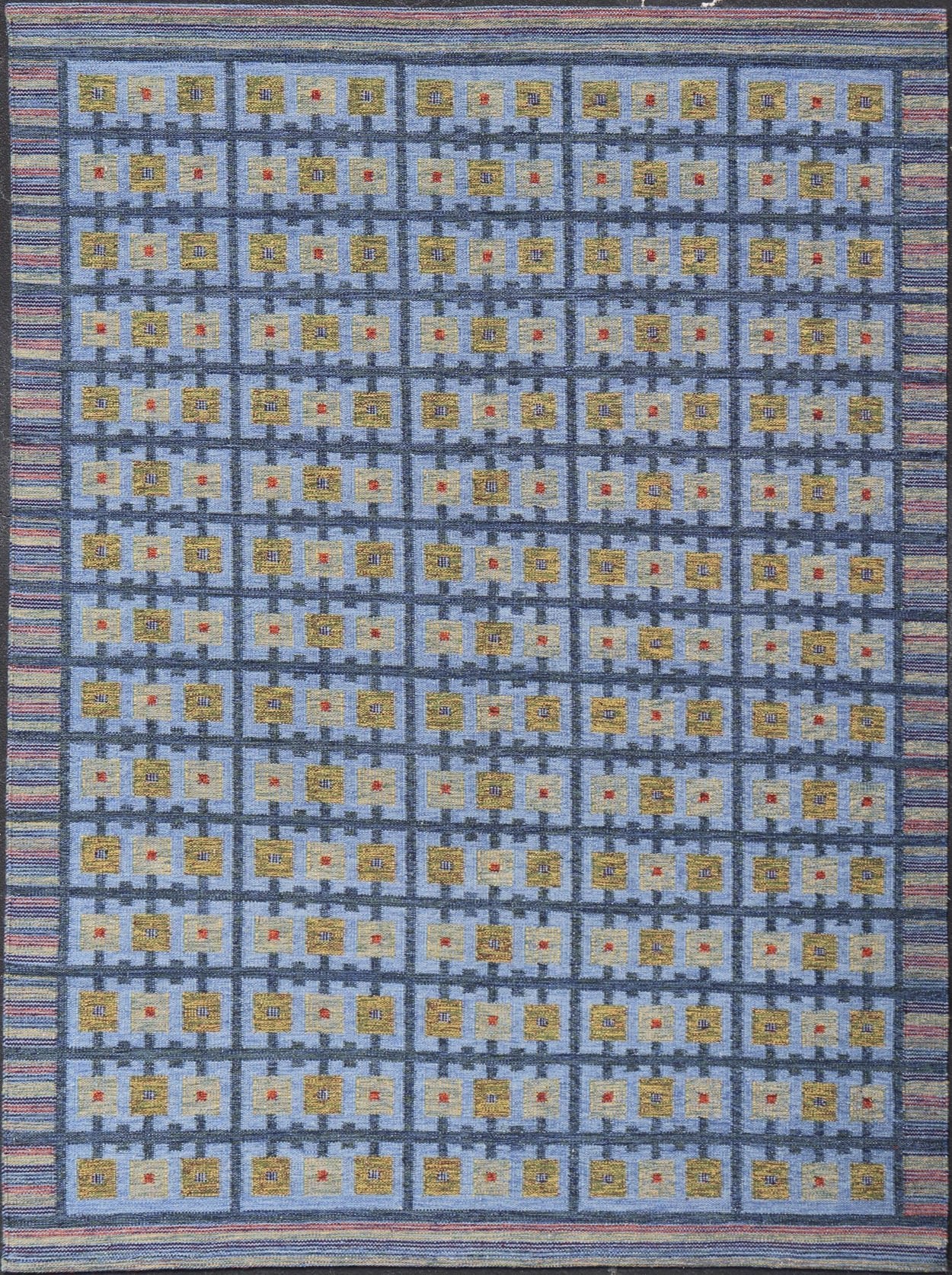 Keivan Woven Arts Large Modern Scandinavian/Swedish Geometric Design Rug. Keivan Woven Arts / rug RJK - 24231 - SHB - 009 - 13, country of origin / type: India / Scandinavian flat - weave. Measures: 10'5 x 13'9 This Scandinavian flat - weave patterned rug is... - Keivan Woven ArtsRJK - 24231 - SHB - 009 - 13 - 17310Rug