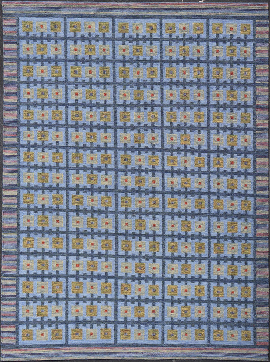 Keivan Woven Arts Large Modern Scandinavian/Swedish Geometric Design Rug. Keivan Woven Arts / rug RJK - 24231 - SHB - 009 - 13, country of origin / type: India / Scandinavian flat - weave. Measures: 10'5 x 13'9 This Scandinavian flat - weave patterned rug is... - Keivan Woven ArtsRJK - 24231 - SHB - 009 - 13 - 17310Rug