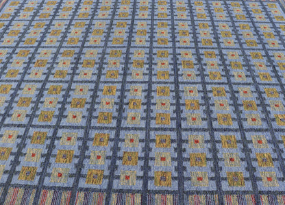 Keivan Woven Arts Large Modern Scandinavian/Swedish Geometric Design Rug. Keivan Woven Arts / rug RJK - 24231 - SHB - 009 - 13, country of origin / type: India / Scandinavian flat - weave. Measures: 10'5 x 13'9 This Scandinavian flat - weave patterned rug is... - Keivan Woven ArtsRJK - 24231 - SHB - 009 - 13 - 17310Rug