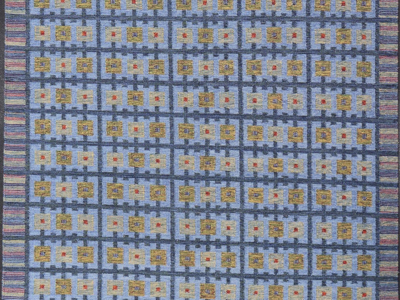 Keivan Woven Arts Large Modern Scandinavian/Swedish Geometric Design Rug. Keivan Woven Arts / rug RJK - 24231 - SHB - 009 - 13, country of origin / type: India / Scandinavian flat - weave. Measures: 10'5 x 13'9 This Scandinavian flat - weave patterned rug is... - Keivan Woven ArtsRJK - 24231 - SHB - 009 - 13 - 17310Rug