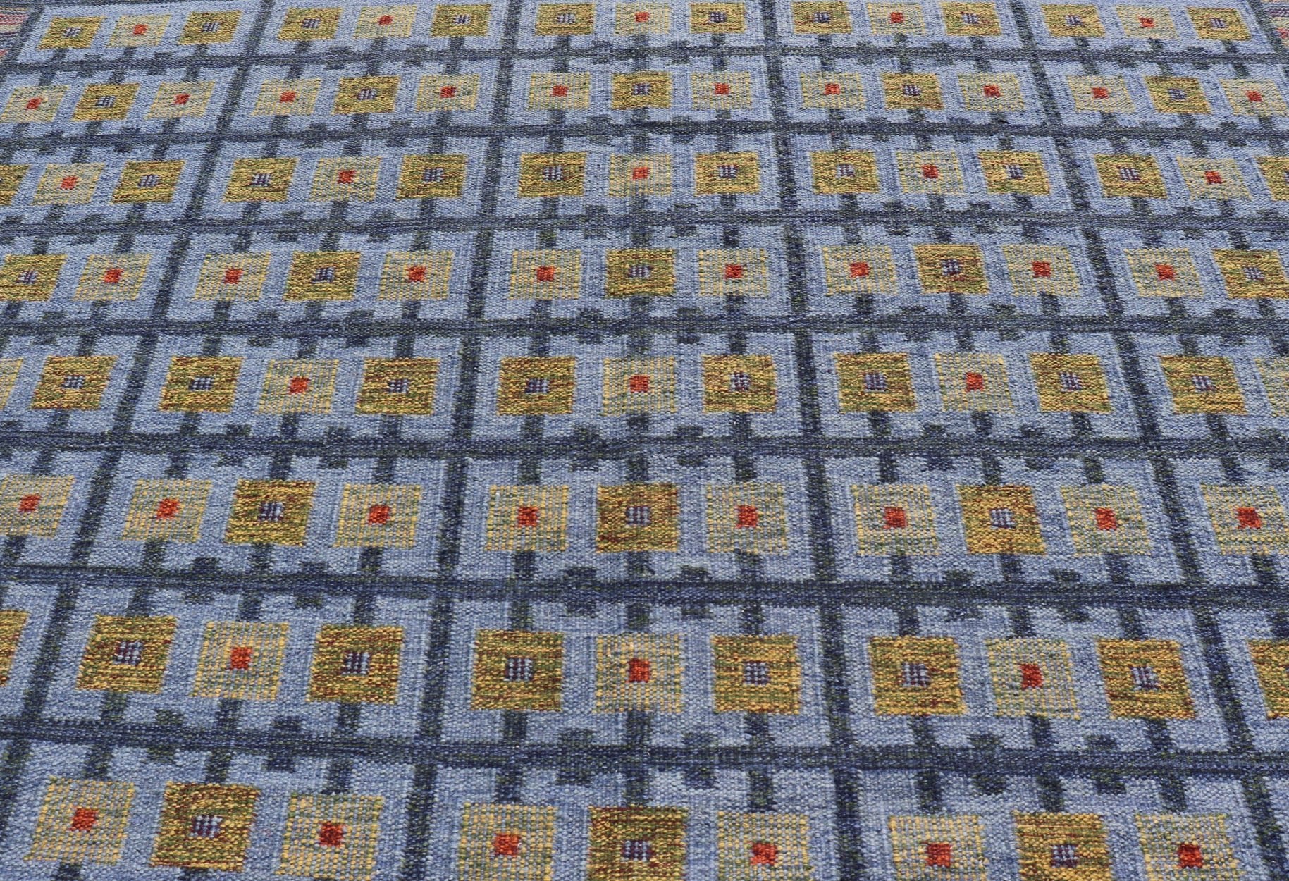 Keivan Woven Arts Large Modern Scandinavian/Swedish Geometric Design Rug. Keivan Woven Arts / rug RJK - 24231 - SHB - 009 - 13, country of origin / type: India / Scandinavian flat - weave. Measures: 10'5 x 13'9 This Scandinavian flat - weave patterned rug is... - Keivan Woven ArtsRJK - 24231 - SHB - 009 - 13 - 17310Rug