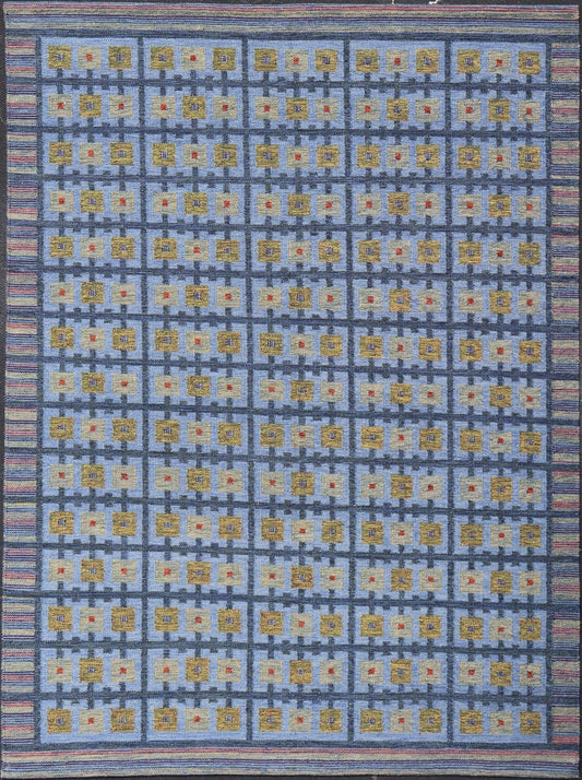 Keivan Woven Arts Large Modern Scandinavian/Swedish Geometric Design Rug. Keivan Woven Arts / rug RJK - 24231 - SHB - 009 - 13, country of origin / type: India / Scandinavian flat - weave. Measures: 10'5 x 13'9 This Scandinavian flat - weave patterned rug is... - Keivan Woven ArtsRJK - 24231 - SHB - 009 - 13 - 17310