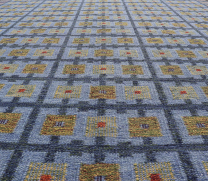 Keivan Woven Arts Large Modern Scandinavian/Swedish Geometric Design Rug. Keivan Woven Arts / rug RJK - 24231 - SHB - 009 - 13, country of origin / type: India / Scandinavian flat - weave. Measures: 10'5 x 13'9 This Scandinavian flat - weave patterned rug is... - Keivan Woven ArtsRJK - 24231 - SHB - 009 - 13 - 17310Rug