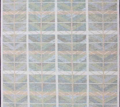 Keivan Woven Arts Scandinavian Flat - Weave Design Rug with Green, Gray, and Peach. Keivan Woven Arts / rug RJK - 24598, country of origin / type: India / Scandinavian flat - weave. Measures: 9'1 x 12'0 This Scandinavian flat - weave is inspired by the ... - Keivan Woven ArtsRJK - 24598 - SHB - 006 - 11 - 13907Rug