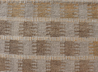 Modern Scandinavian/Swedish Flat Weave Geometric Design Rug in Earth Tones Modern Scandinavian/Swedish Flat Weave Geometric Design Rug in Taupe, warm gray, yellow, white and light brown Keivan Woven Arts rug, RJK - 24791 - SHB - 072 - ALOE, country of o... - Keivan Woven ArtsRJK - 24791 - SHB - 072 - ALOE - 21523Rug