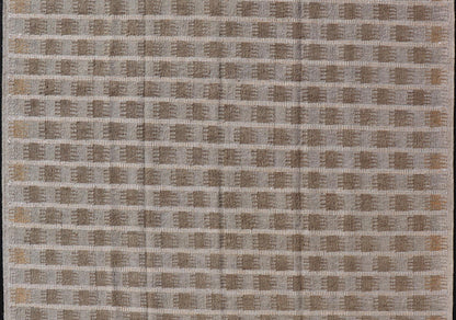 Modern Scandinavian/Swedish Flat Weave Geometric Design Rug in Earth Tones Modern Scandinavian/Swedish Flat Weave Geometric Design Rug in Taupe, warm gray, yellow, white and light brown Keivan Woven Arts rug, RJK - 24791 - SHB - 072 - ALOE, country of o... - Keivan Woven ArtsRJK - 24791 - SHB - 072 - ALOE - 21523Rug