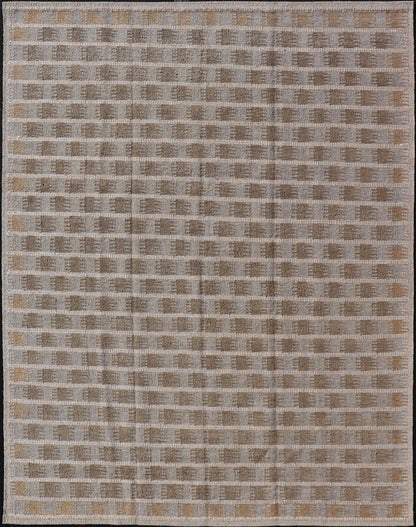 Modern Scandinavian/Swedish Flat Weave Geometric Design Rug in Earth Tones Modern Scandinavian/Swedish Flat Weave Geometric Design Rug in Taupe, warm gray, yellow, white and light brown Keivan Woven Arts rug, RJK - 24791 - SHB - 072 - ALOE, country of o... - Keivan Woven ArtsRJK - 24791 - SHB - 072 - ALOE - 21523Rug