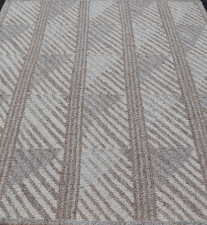 Modern Scandinavian Flat - Weave Rug With Modern Design in Gray, Ivory, Tan Tones. Keivan Woven Arts / rug RJK - 26627 - SHB - 014 - NU, country of origin / type: India / Scandinavian flat - weave. Measures: 7'10 x 10'7 This Scandinavian flat - weave style is... - Keivan Woven ArtsRJK - 26627 - SHB - 014 - NU - 25206Rug