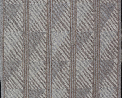 Modern Scandinavian Flat - Weave Rug With Modern Design in Gray, Ivory, Tan Tones. Keivan Woven Arts / rug RJK - 26627 - SHB - 014 - NU, country of origin / type: India / Scandinavian flat - weave. Measures: 7'10 x 10'7 This Scandinavian flat - weave style is... - Keivan Woven ArtsRJK - 26627 - SHB - 014 - NU - 25206Rug