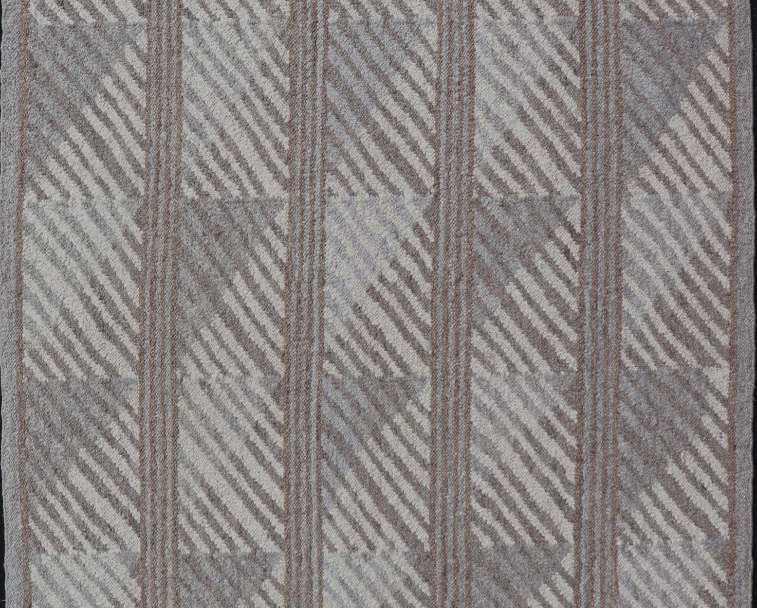 Modern Scandinavian Flat - Weave Rug With Modern Design in Gray, Ivory, Tan Tones. Keivan Woven Arts / rug RJK - 26627 - SHB - 014 - NU, country of origin / type: India / Scandinavian flat - weave. Measures: 7'10 x 10'7 This Scandinavian flat - weave style is... - Keivan Woven ArtsRJK - 26627 - SHB - 014 - NU - 25206