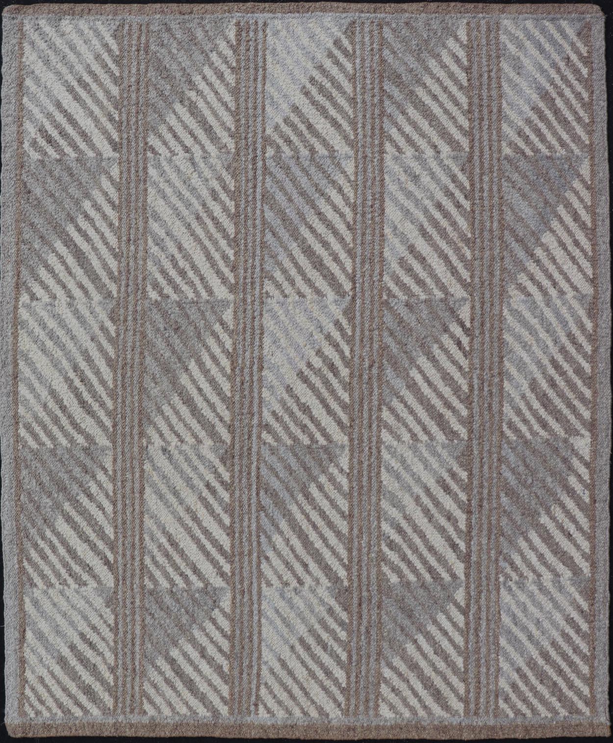 Modern Scandinavian Flat - Weave Rug With Modern Design in Gray, Ivory, Tan Tones. Keivan Woven Arts / rug RJK - 26627 - SHB - 014 - NU, country of origin / type: India / Scandinavian flat - weave. Measures: 7'10 x 10'7 This Scandinavian flat - weave style is... - Keivan Woven ArtsRJK - 26627 - SHB - 014 - NU - 25206