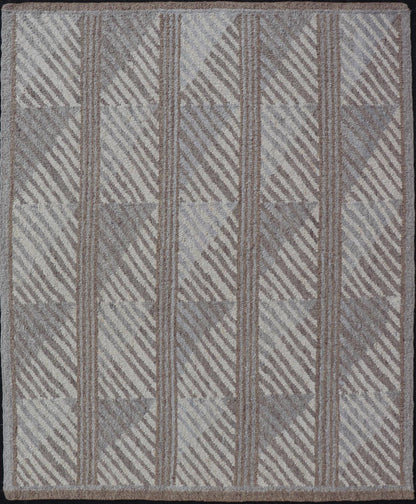 Modern Scandinavian Flat - Weave Rug With Modern Design in Gray, Ivory, Tan Tones. Keivan Woven Arts / rug RJK - 26627 - SHB - 014 - NU, country of origin / type: India / Scandinavian flat - weave. Measures: 7'10 x 10'7 This Scandinavian flat - weave style is... - Keivan Woven ArtsRJK - 26627 - SHB - 014 - NU - 25206