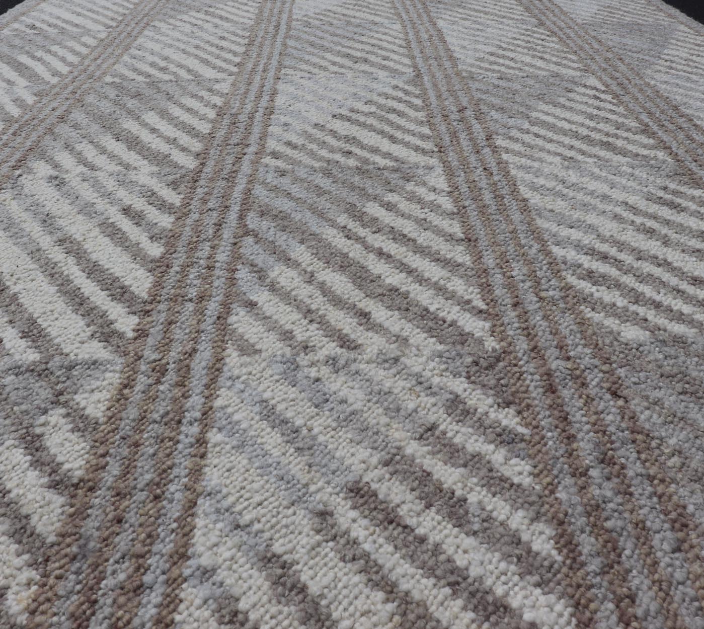 Modern Scandinavian Flat - Weave Rug With Modern Design in Gray, Ivory, Tan Tones. Keivan Woven Arts / rug RJK - 26627 - SHB - 014 - NU, country of origin / type: India / Scandinavian flat - weave. Measures: 7'10 x 10'7 This Scandinavian flat - weave style is... - Keivan Woven ArtsRJK - 26627 - SHB - 014 - NU - 25206Rug
